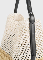 Medium belted paper raffia tote ecru/vanilla