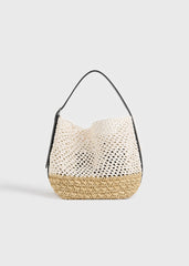 Medium belted paper raffia tote ecru/vanilla
