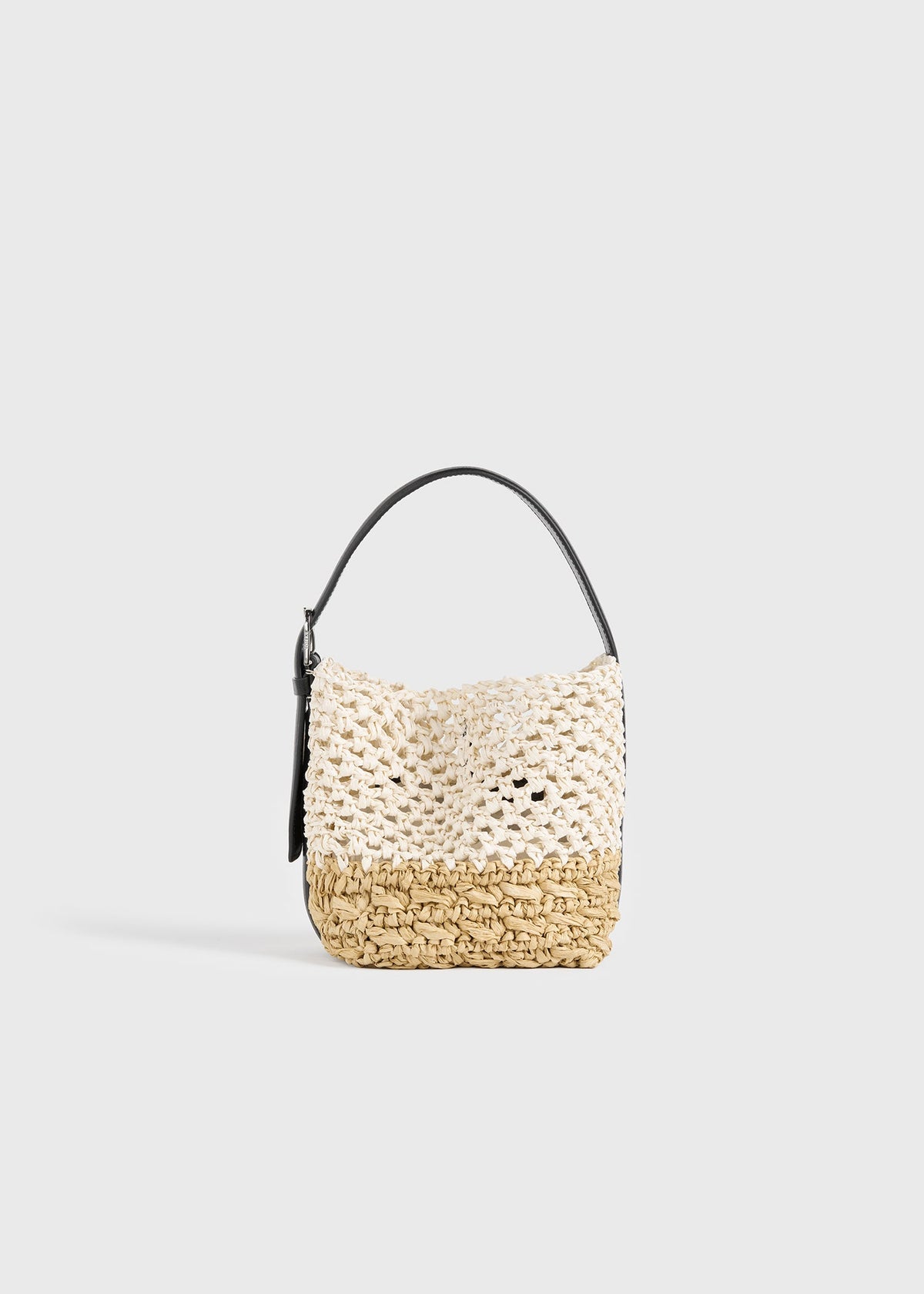 Small belted paper raffia tote ecru/vanilla