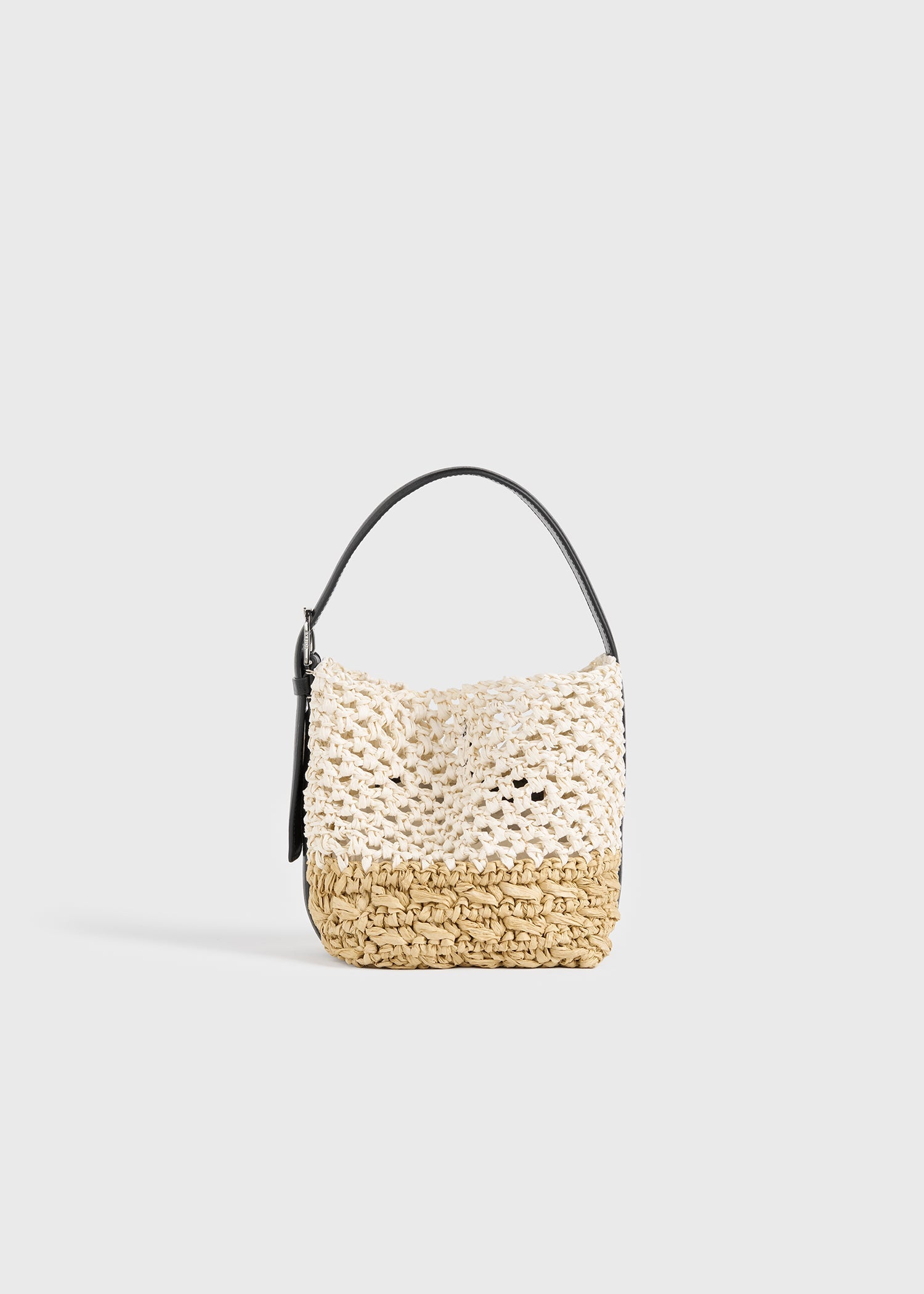 Small belted paper raffia tote ecru/vanilla