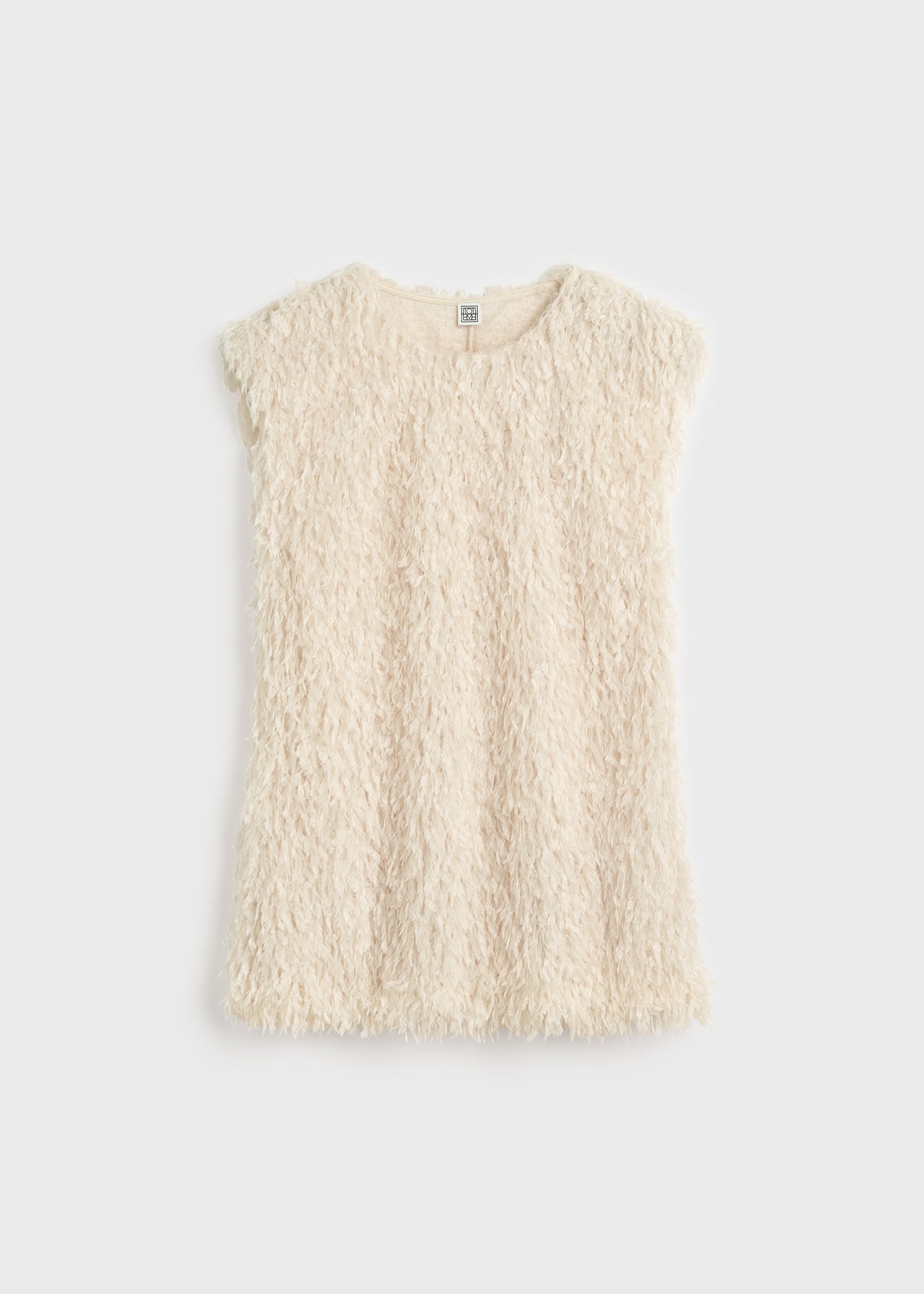 Feathered-jersey top eggshell