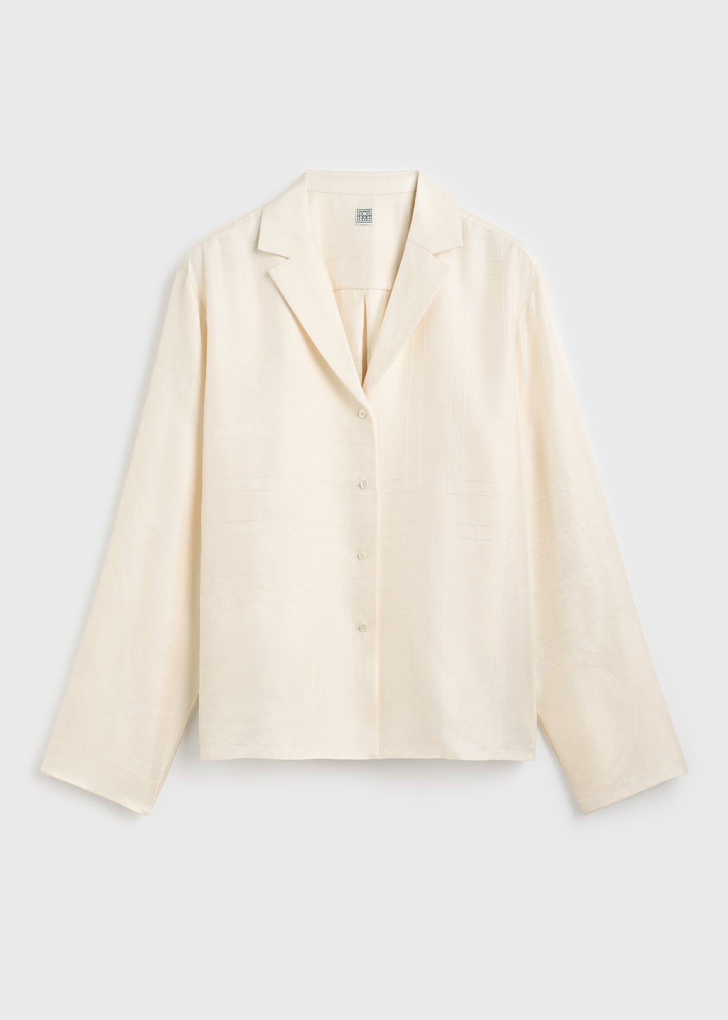 Monogram silk pj top cream