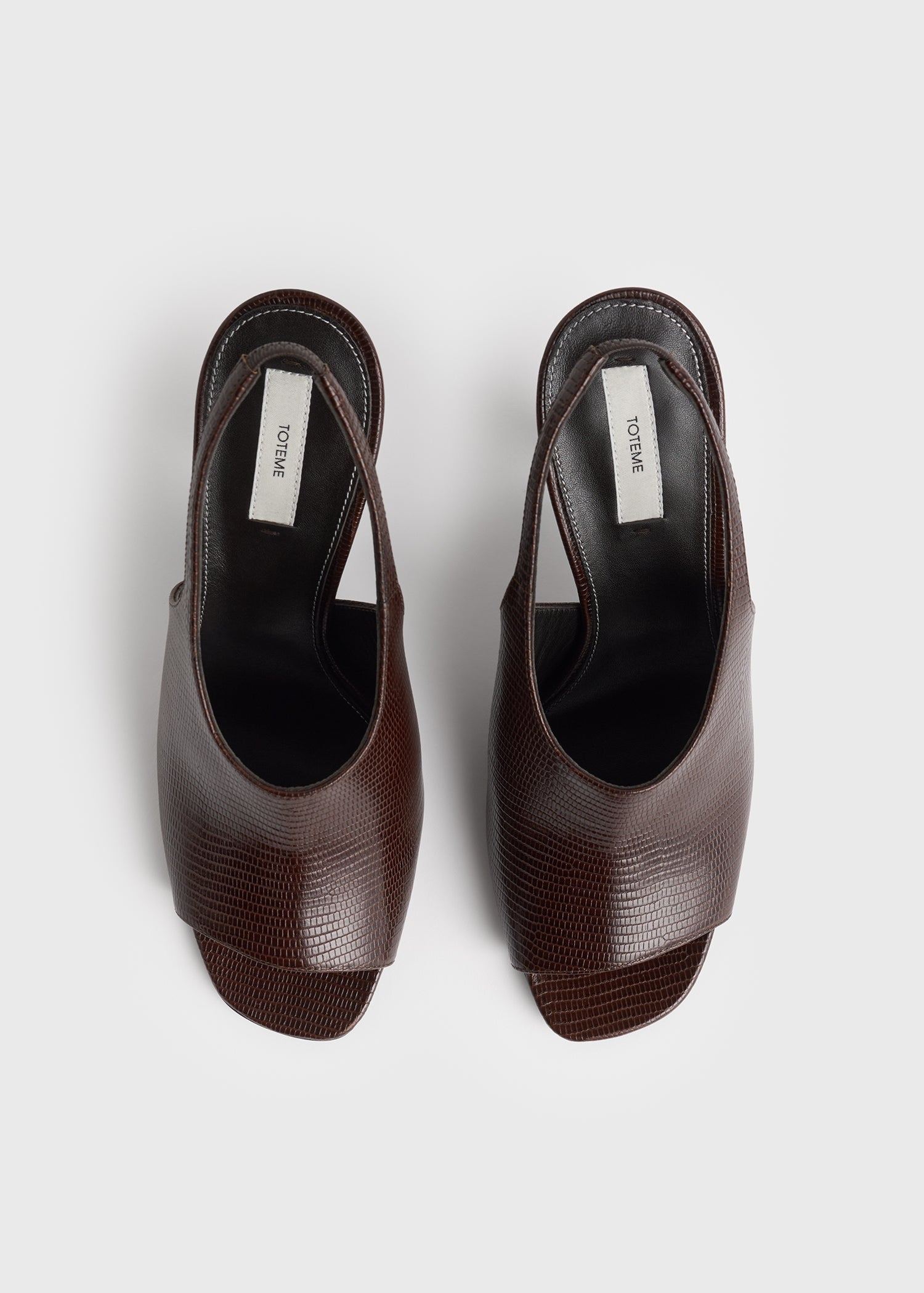Contour lizard-embossed slingbacks brown