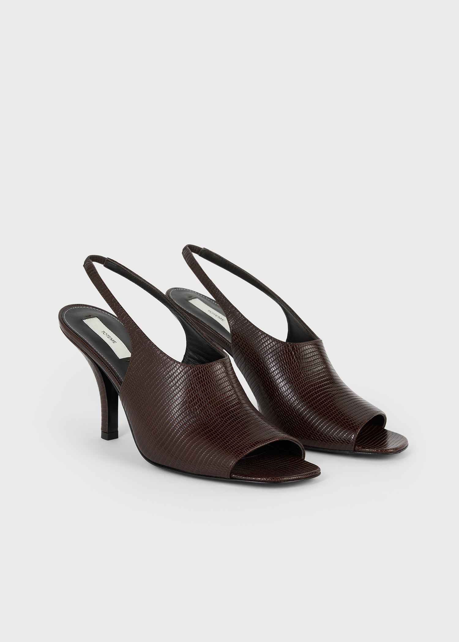 Contour lizard-embossed slingbacks brown