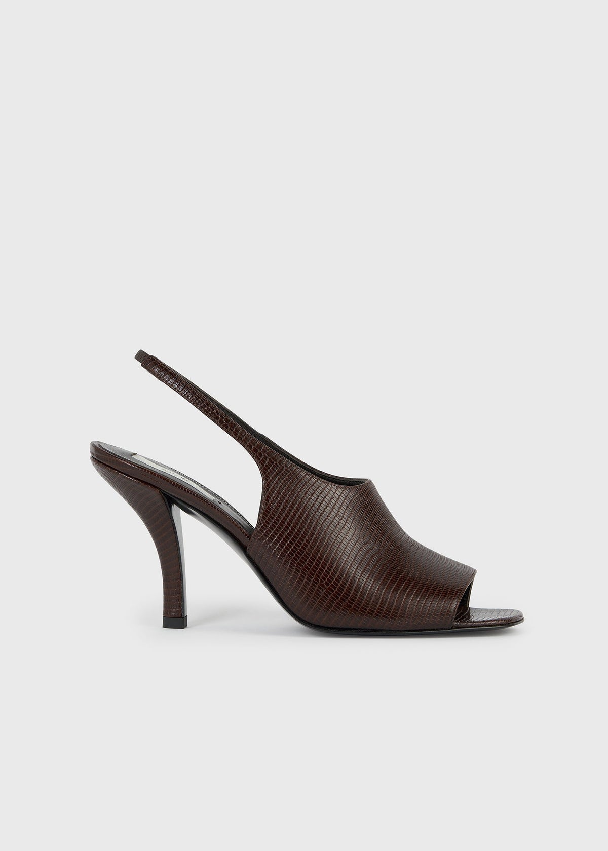 Contour lizard-embossed slingbacks brown