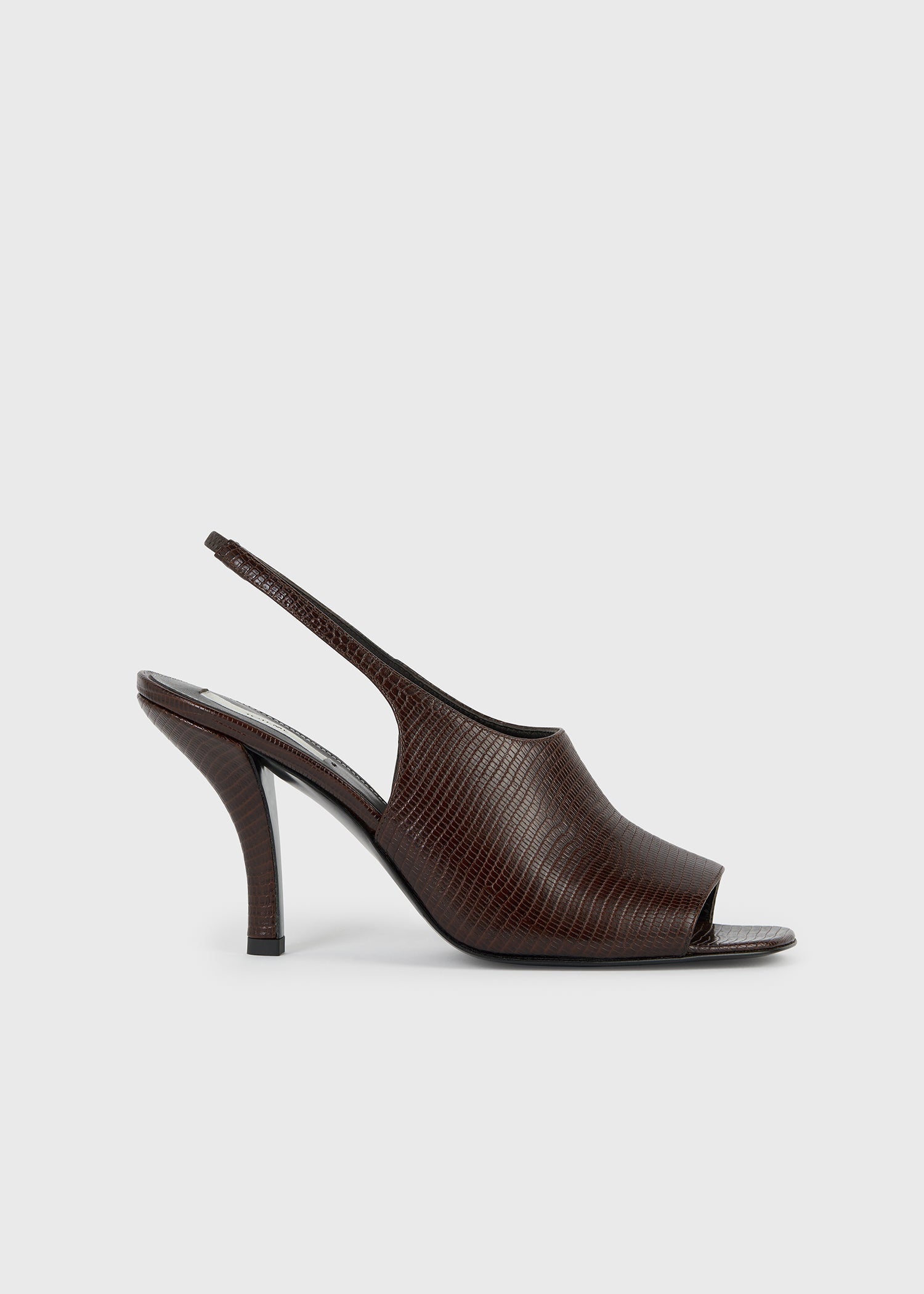 Contour lizard-embossed slingbacks brown