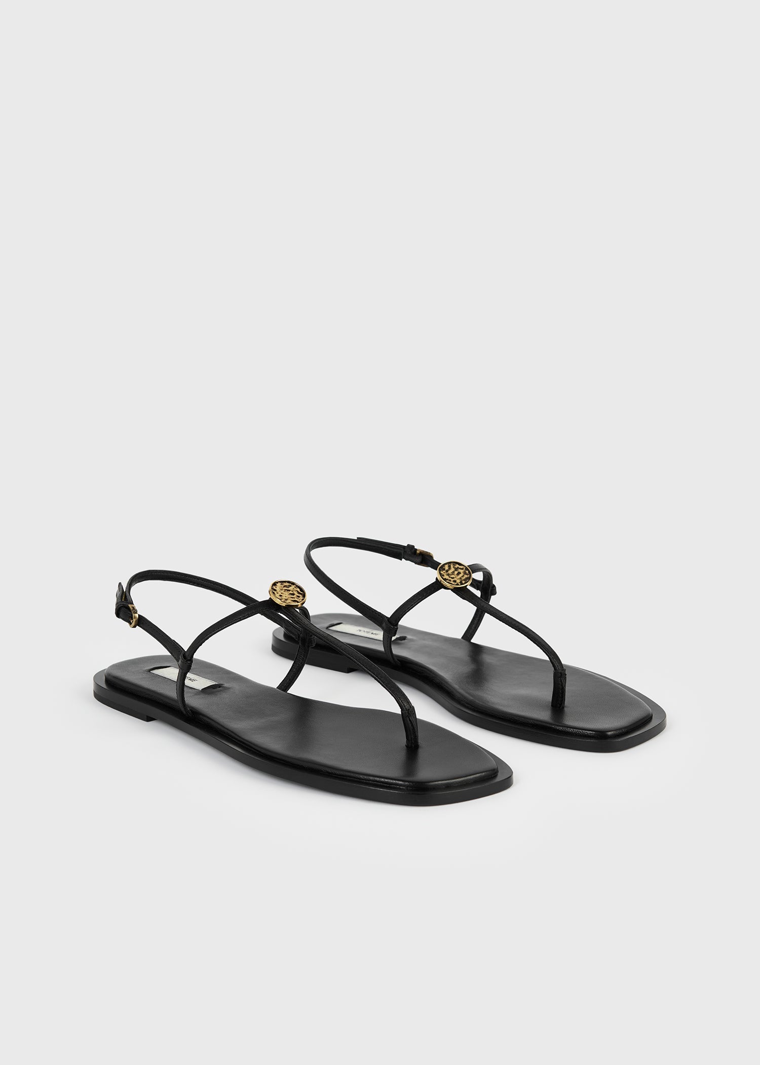 T-strap nappa sandals black