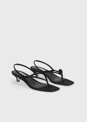 Slingback satin flip flops black