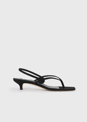 Slingback satin flip flops black