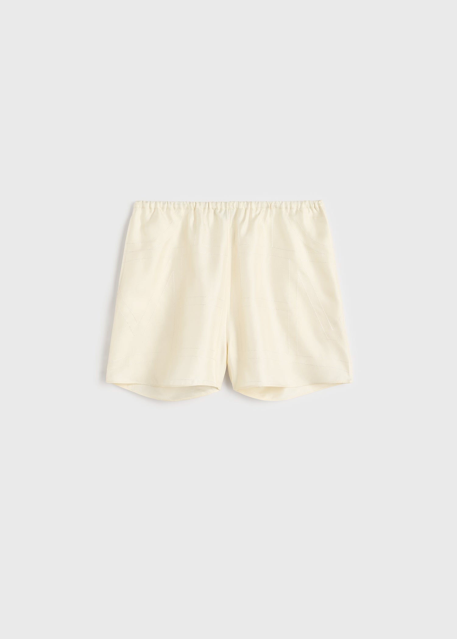 Monogram silk pj shorts cream