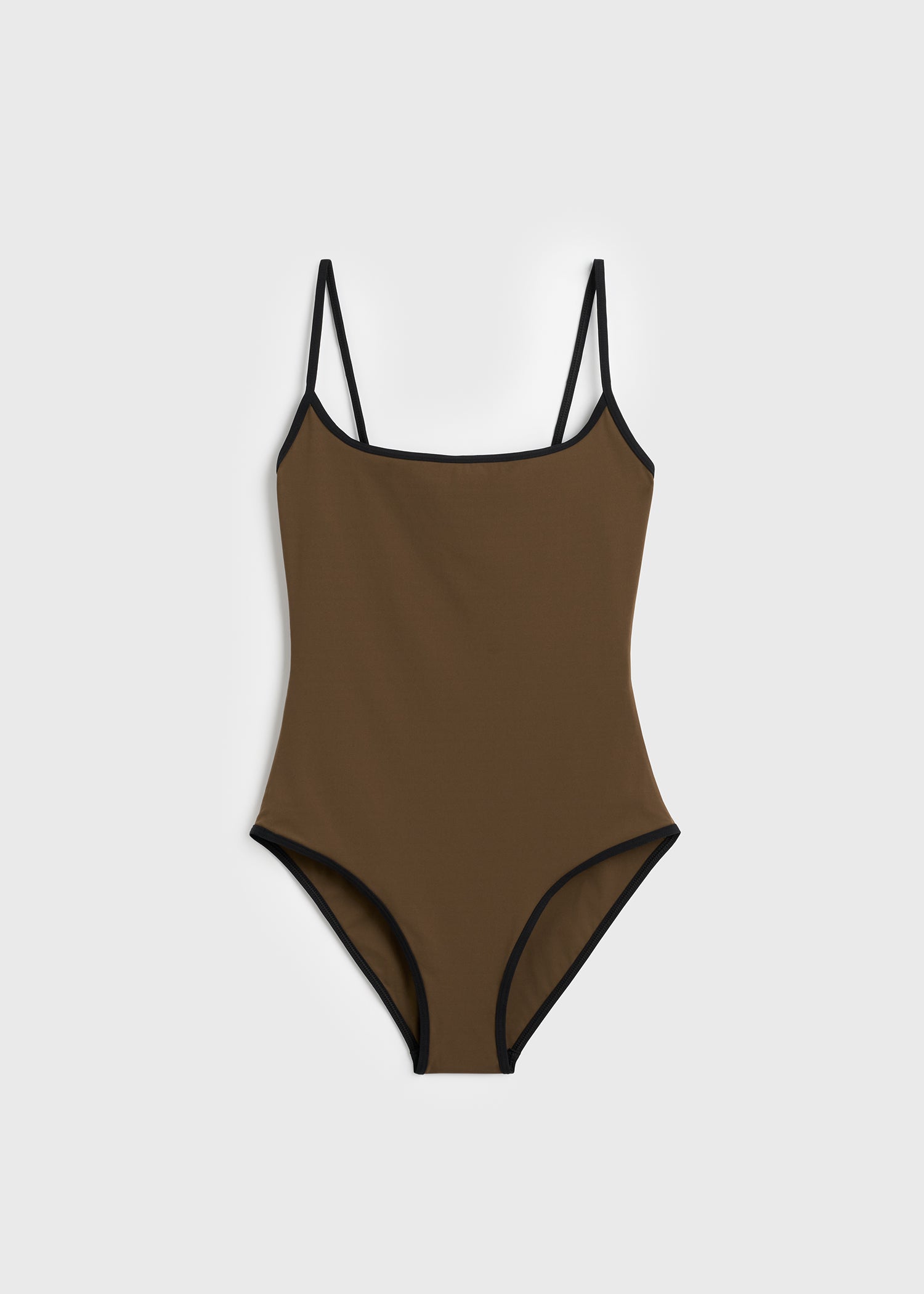 Stripe edge swimsuit walnut