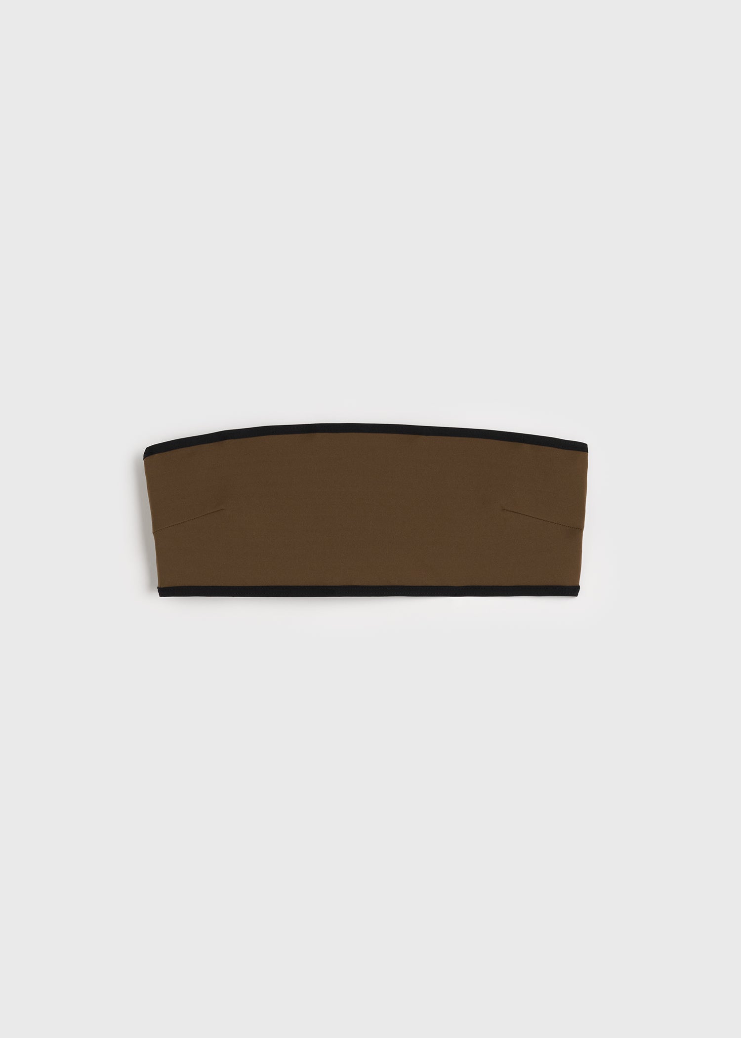 Stripe edge strapless bikini top walnut