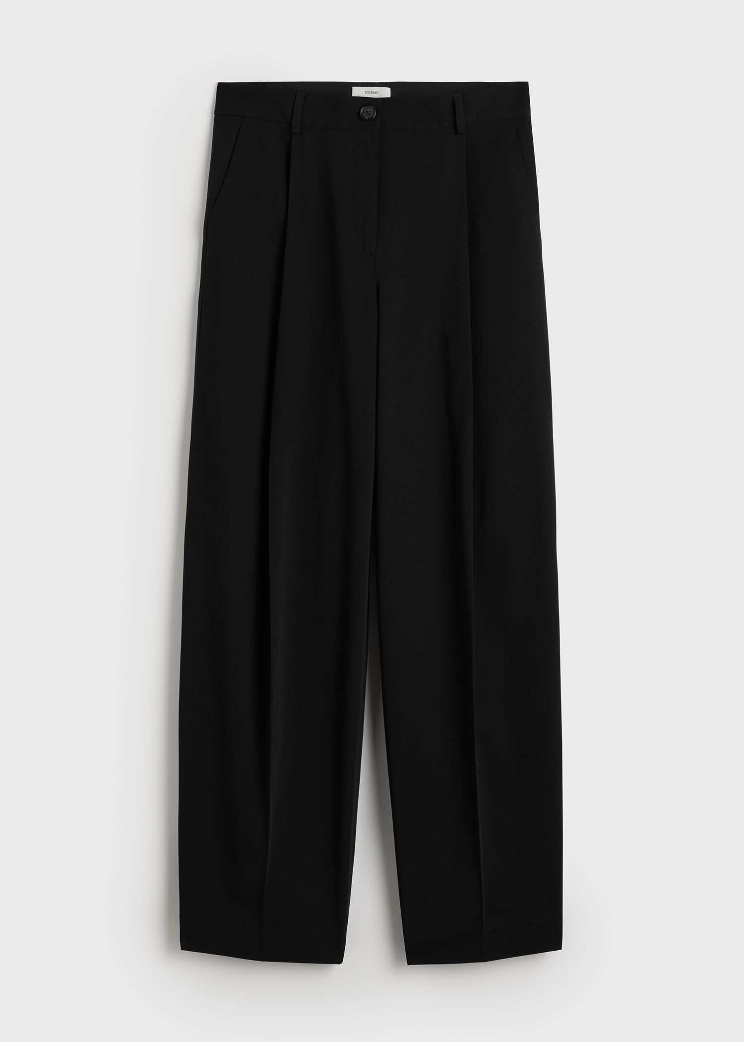 Single pleat cotton trousers black