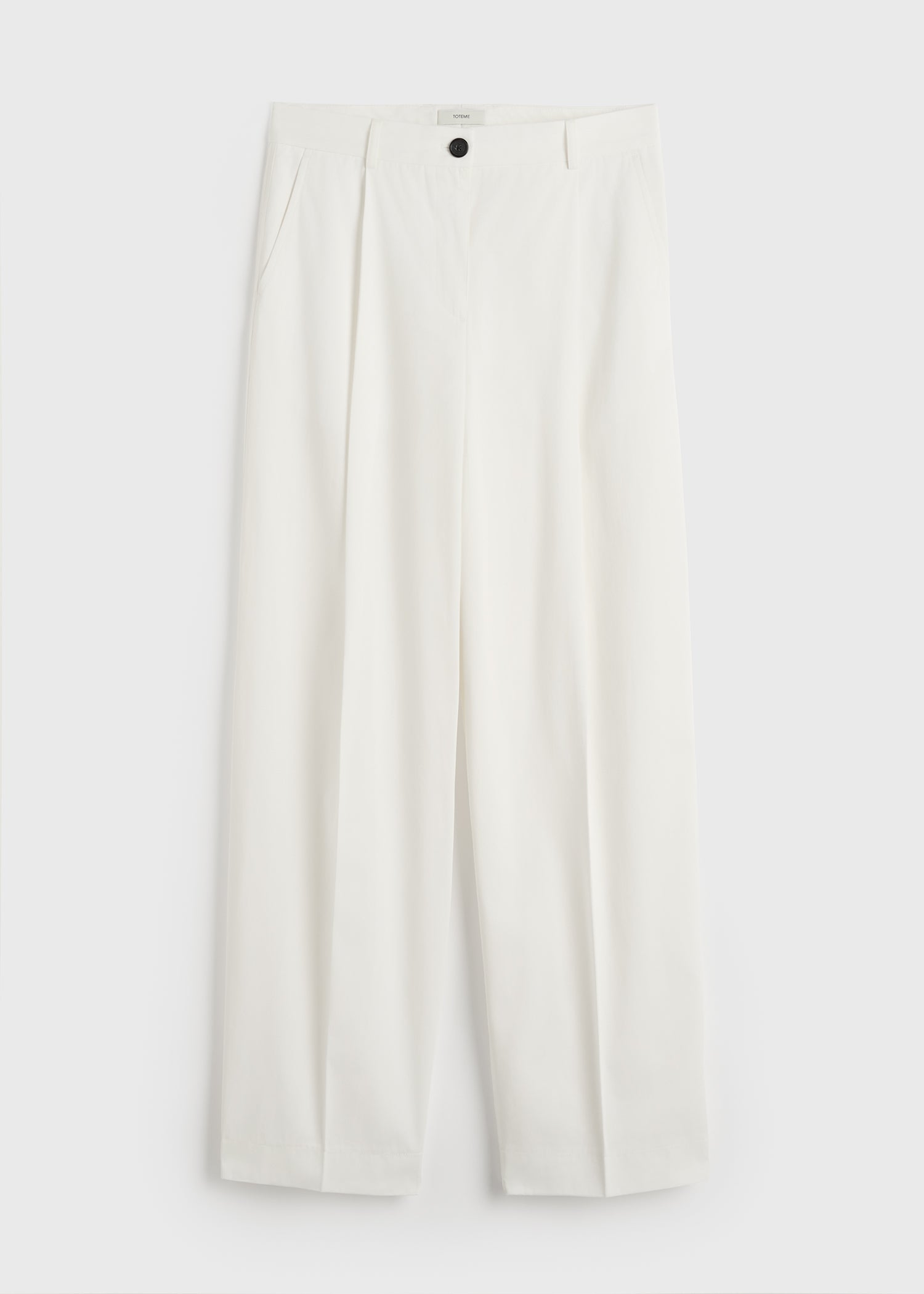 Single pleat cotton trousers white