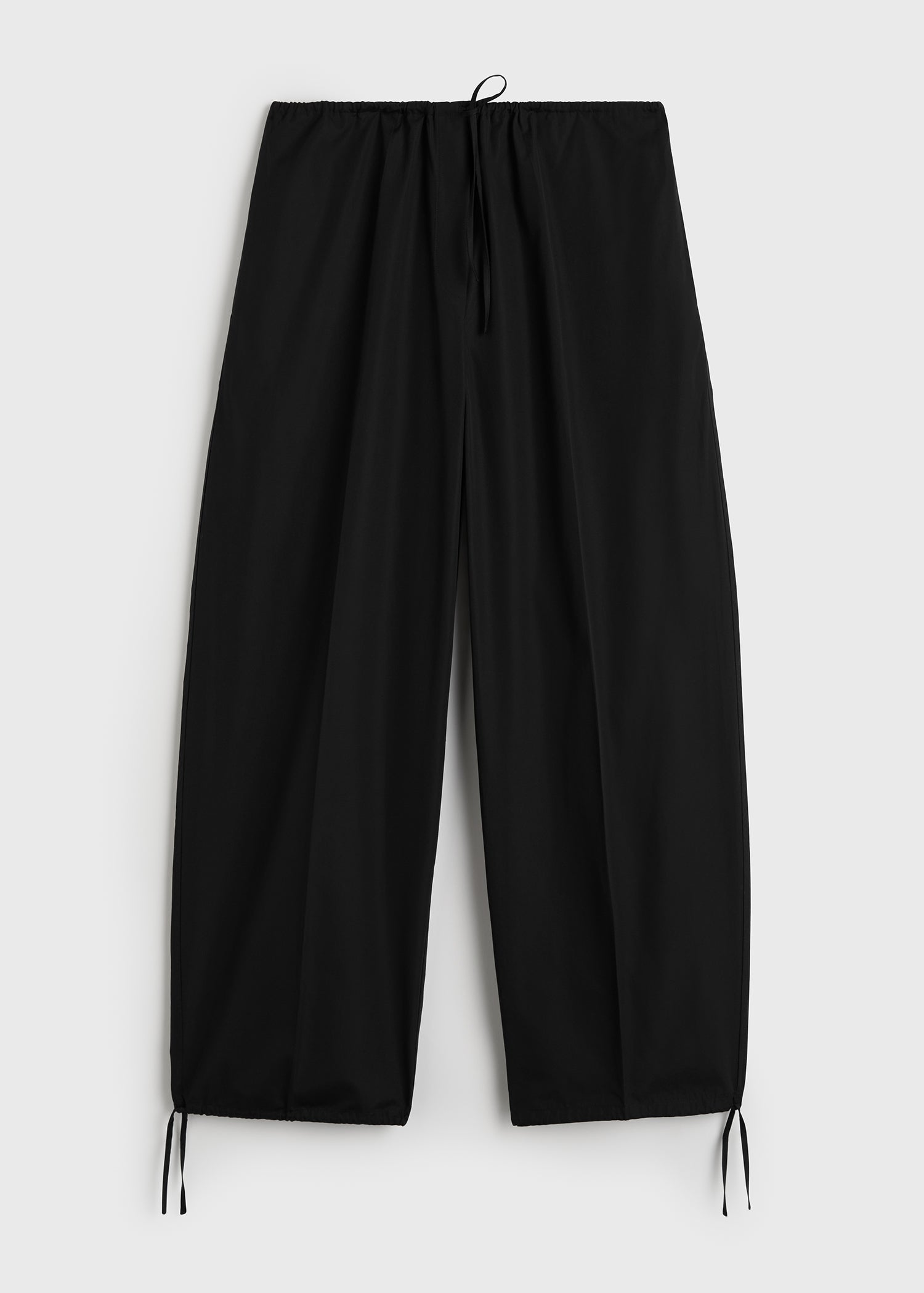 Drawstring cotton trousers black