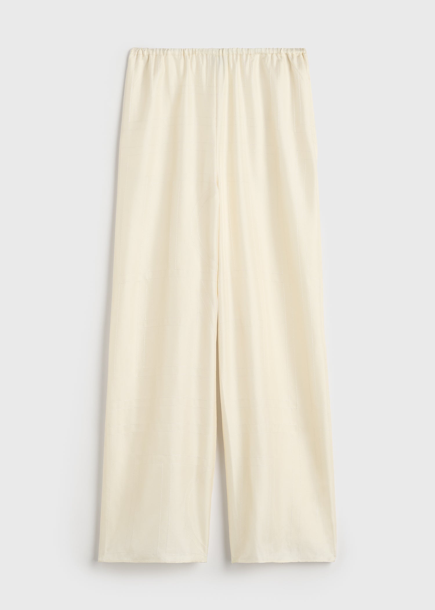 Monogram silk pj bottoms cream