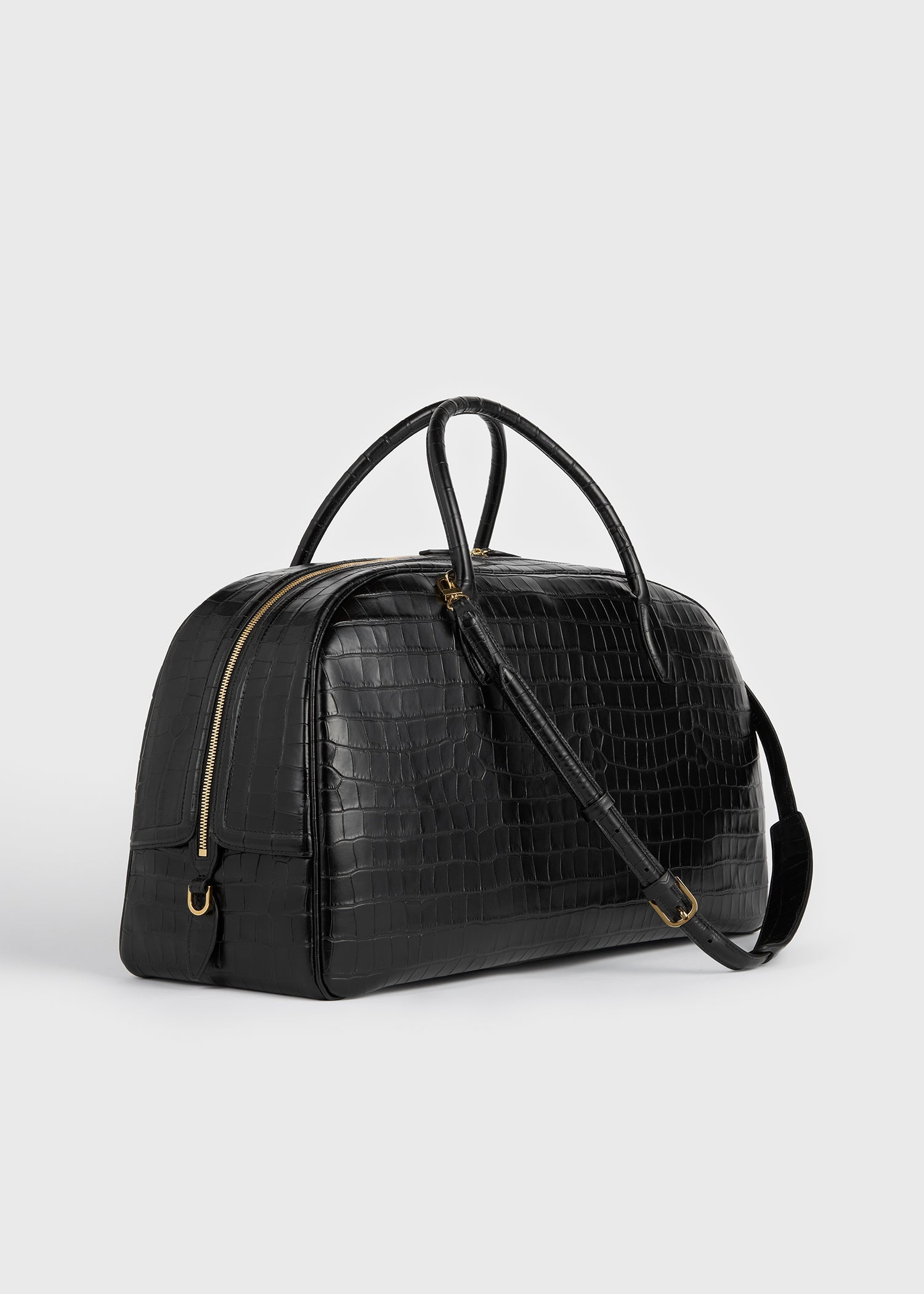 Croco-embossed traveler black