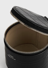 Croco-embossed jewelry box black