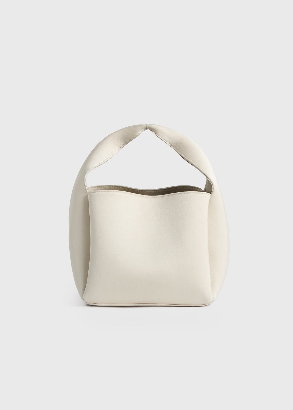 Petite satin bucket bag ecru
