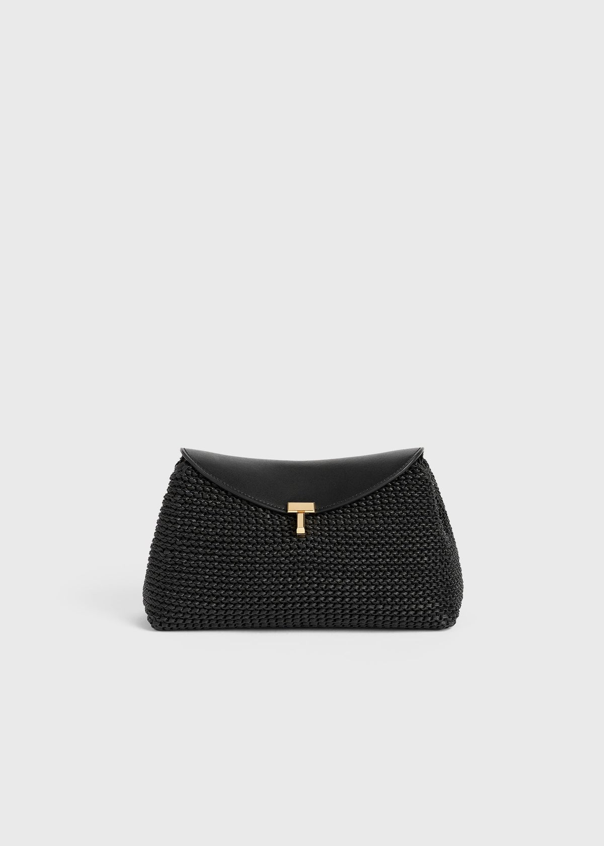 T-lock woven-leather clutch black