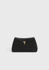 T-lock woven-leather clutch black
