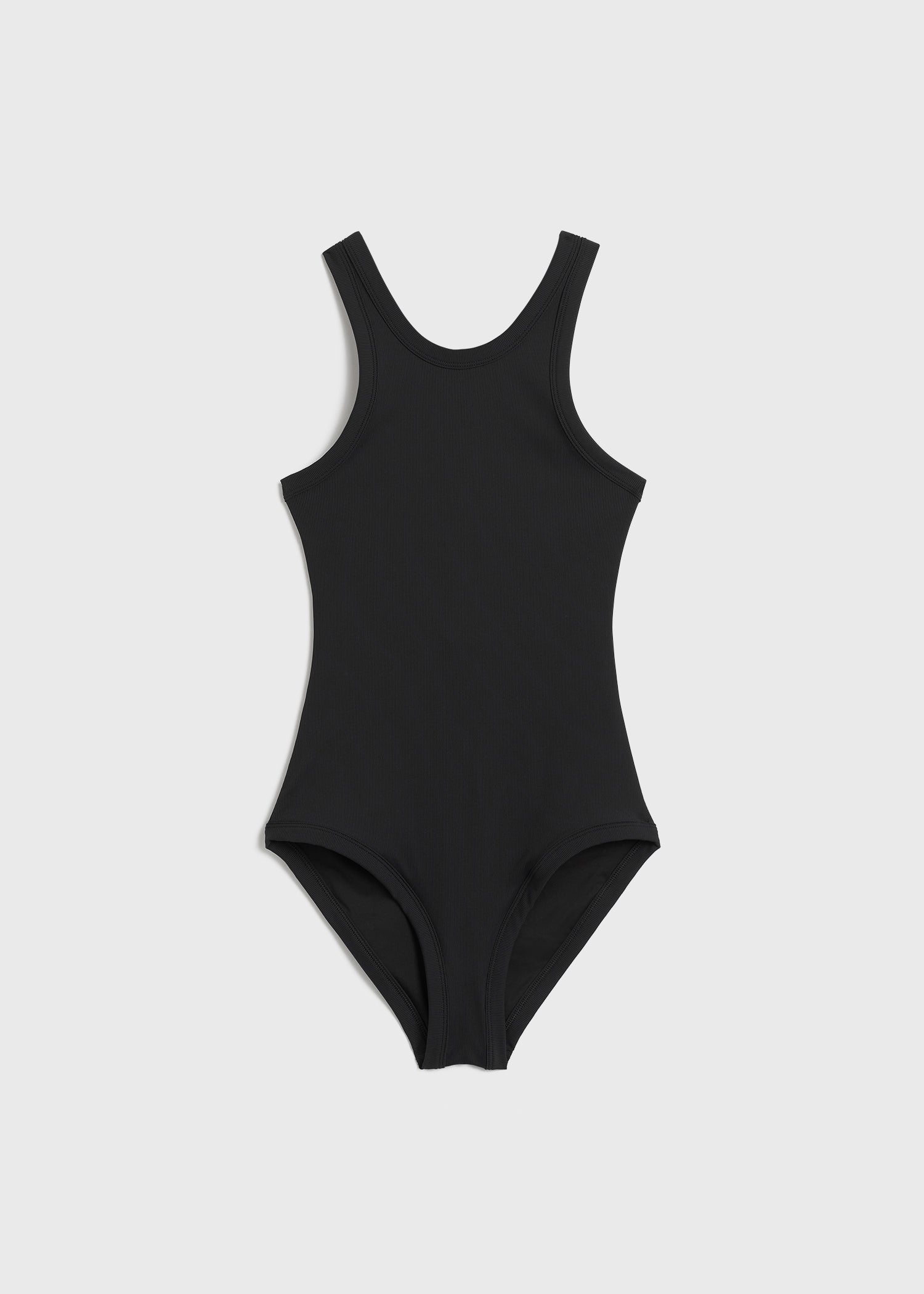 Curved rib swimsuit black