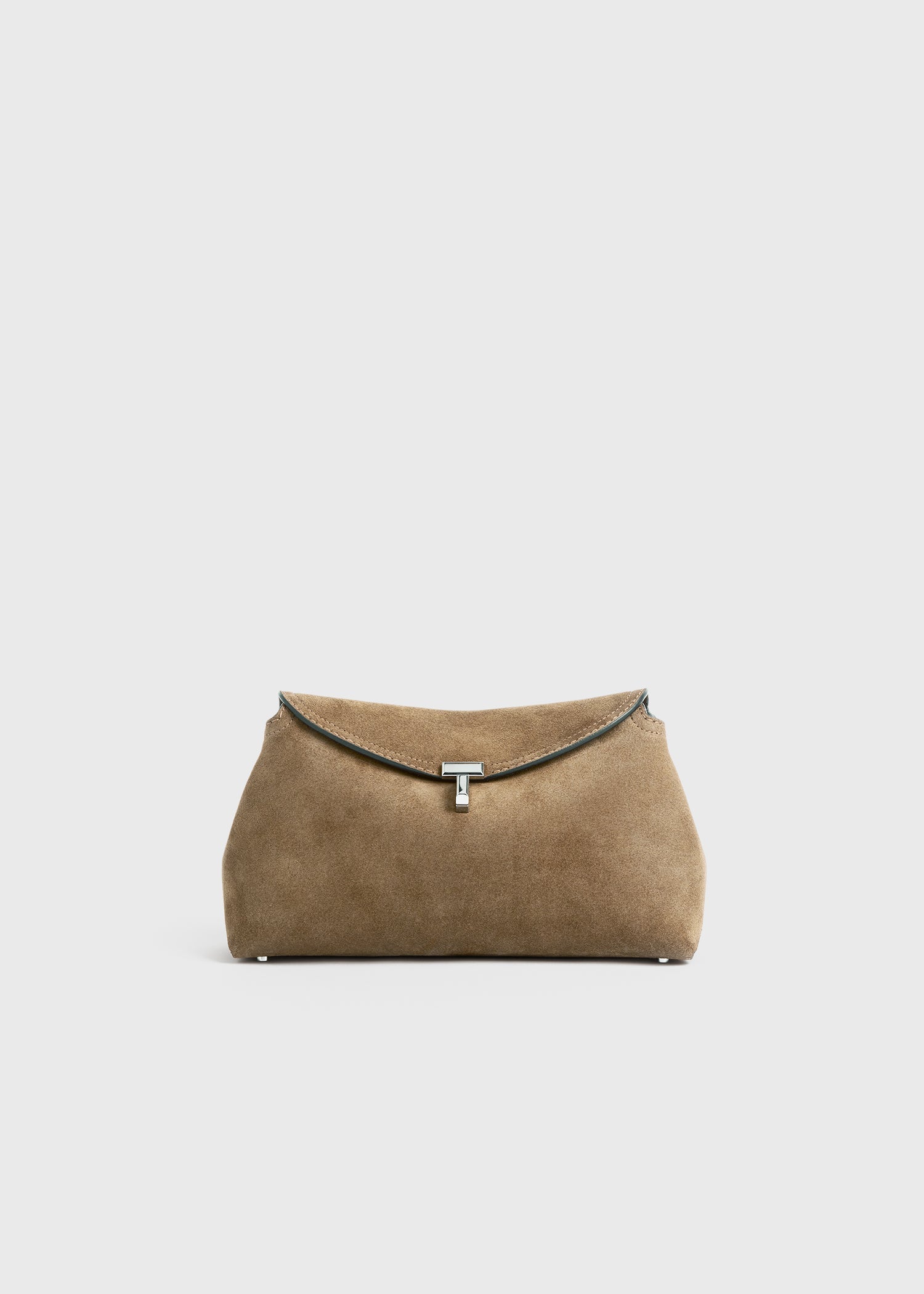 T-lock suede clutch tobacco
