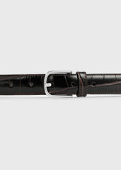 Slim croco-embossed belt chocolate