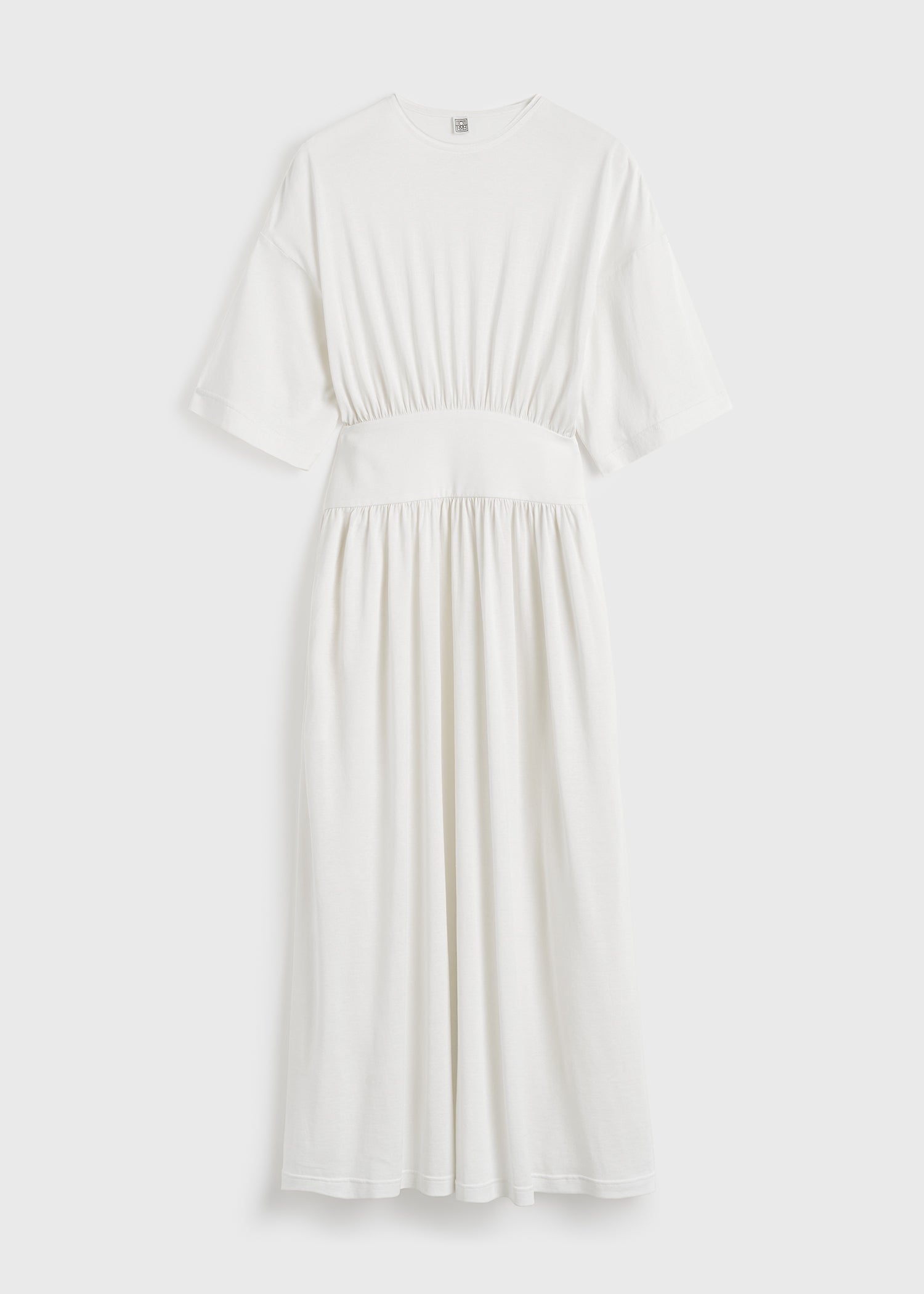 Cotton silk tee dress off-white