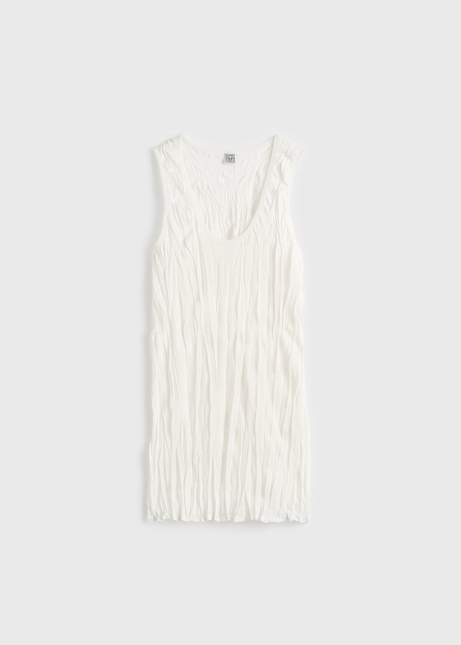 Crinkled knit tank white