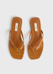Croco-embossed flip flops tangerine