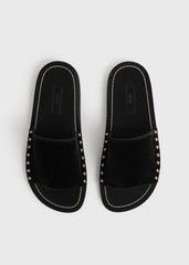 Studded velvet slides black