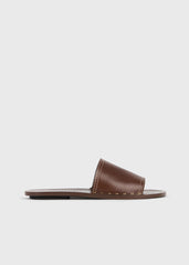 Studded leather slides sienna