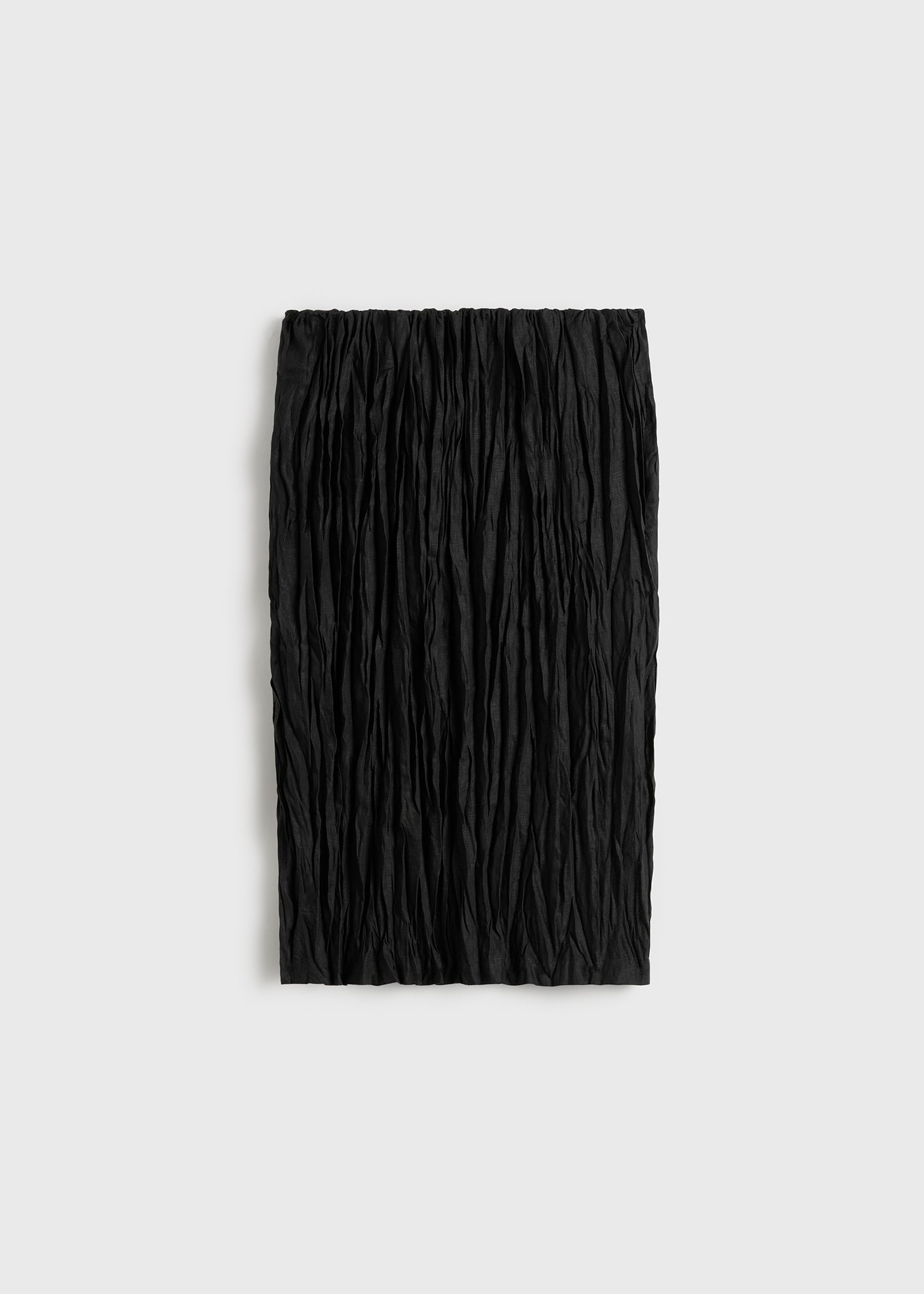 Crinkled linen skirt black