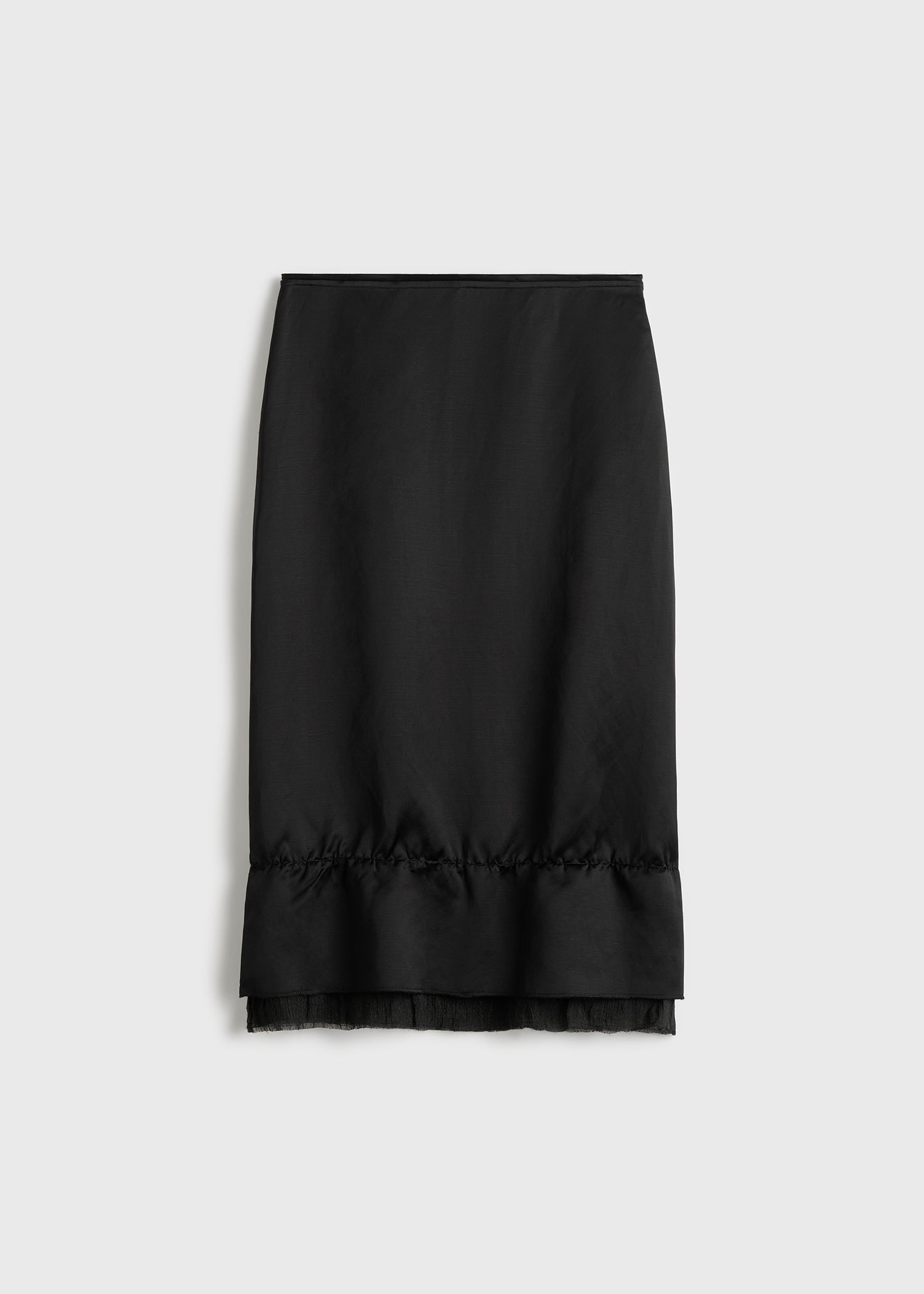 Layered satin skirt black