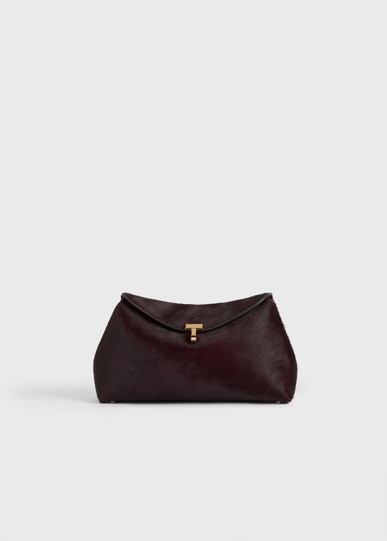 T-lock pony hair clutch wine