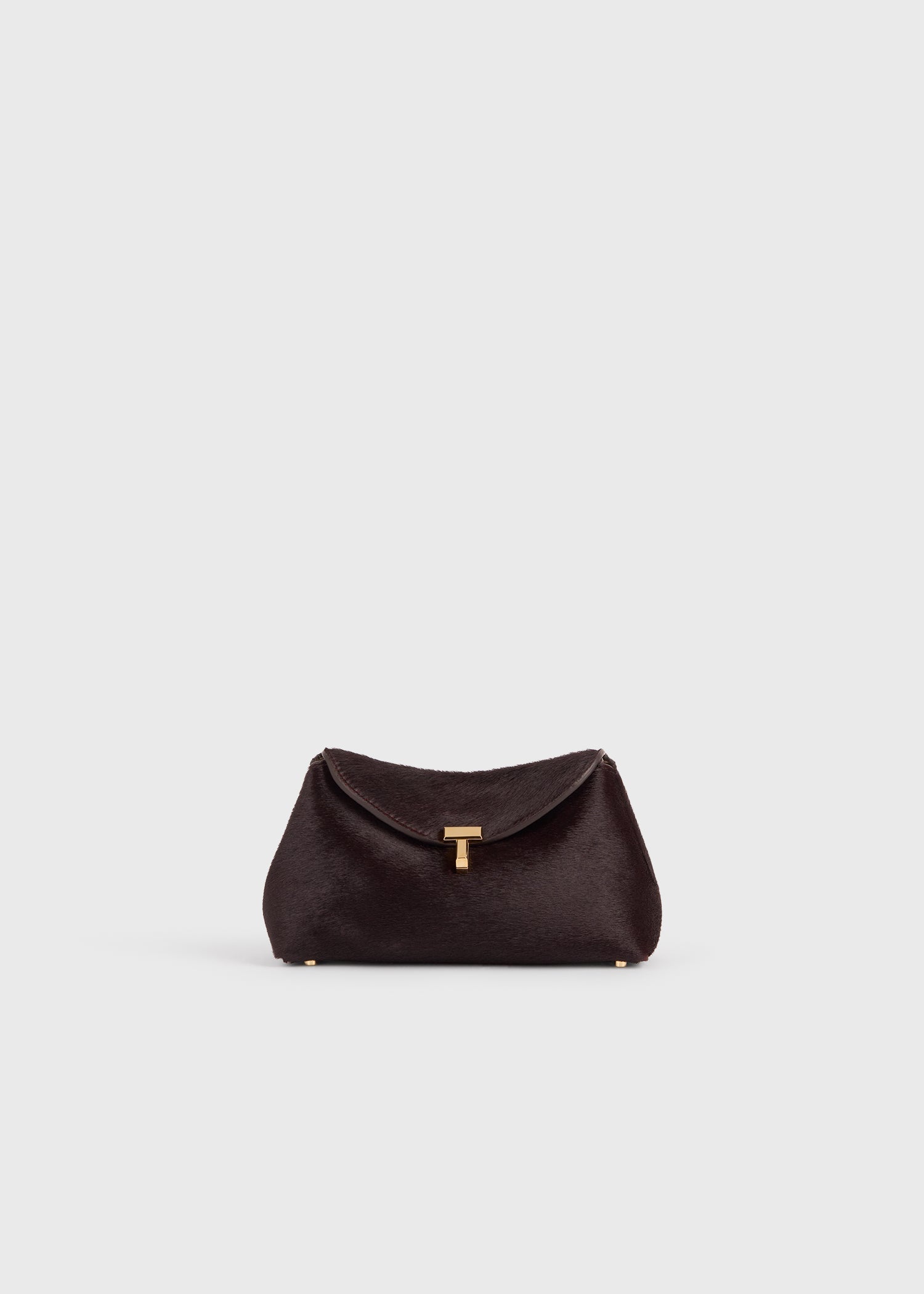 Mini T-lock pony hair clutch wine