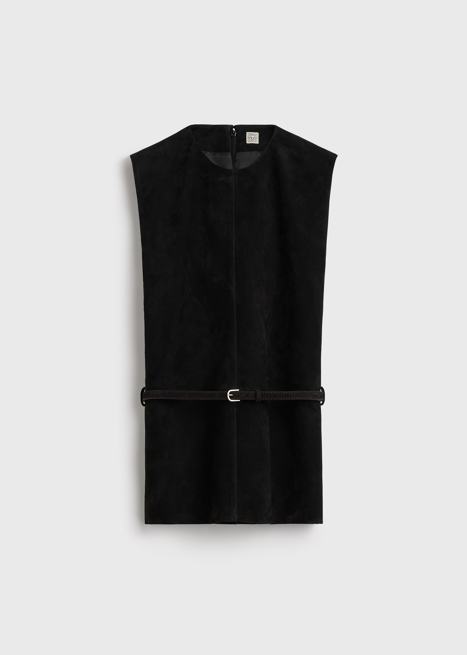 Belted suede top black