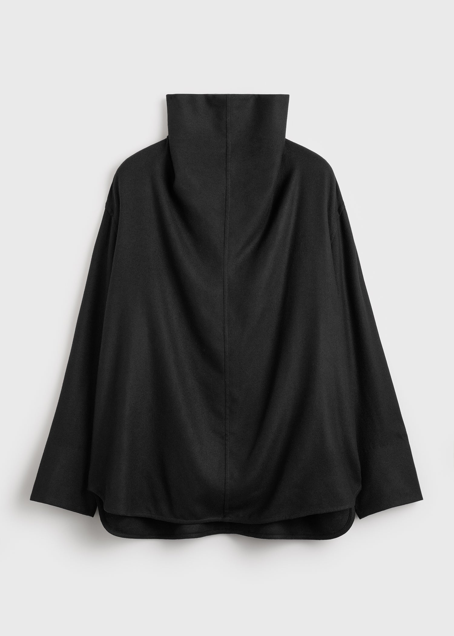Funnel-neck flannel top black petite