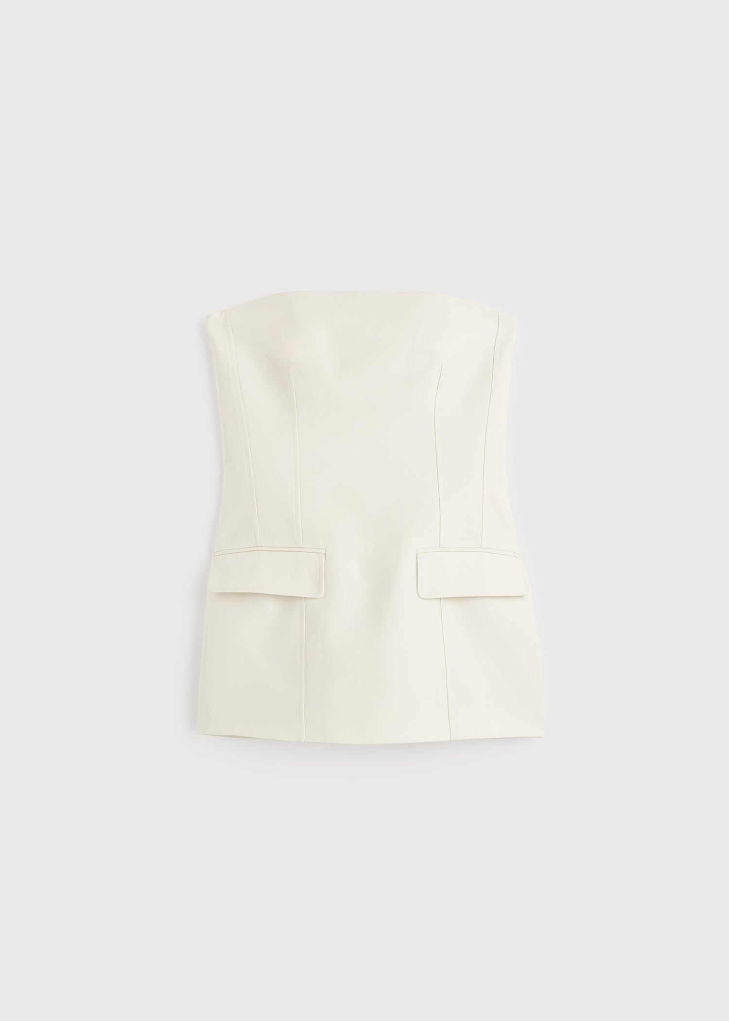 Strapless crepe pocket top ecru