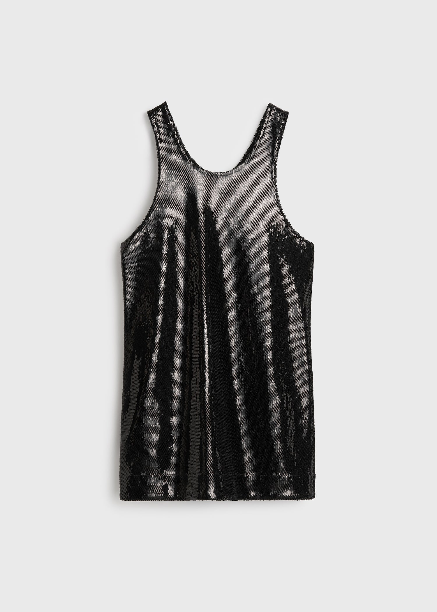 Curved sequin tank black