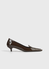 Patent loafer pumps brown