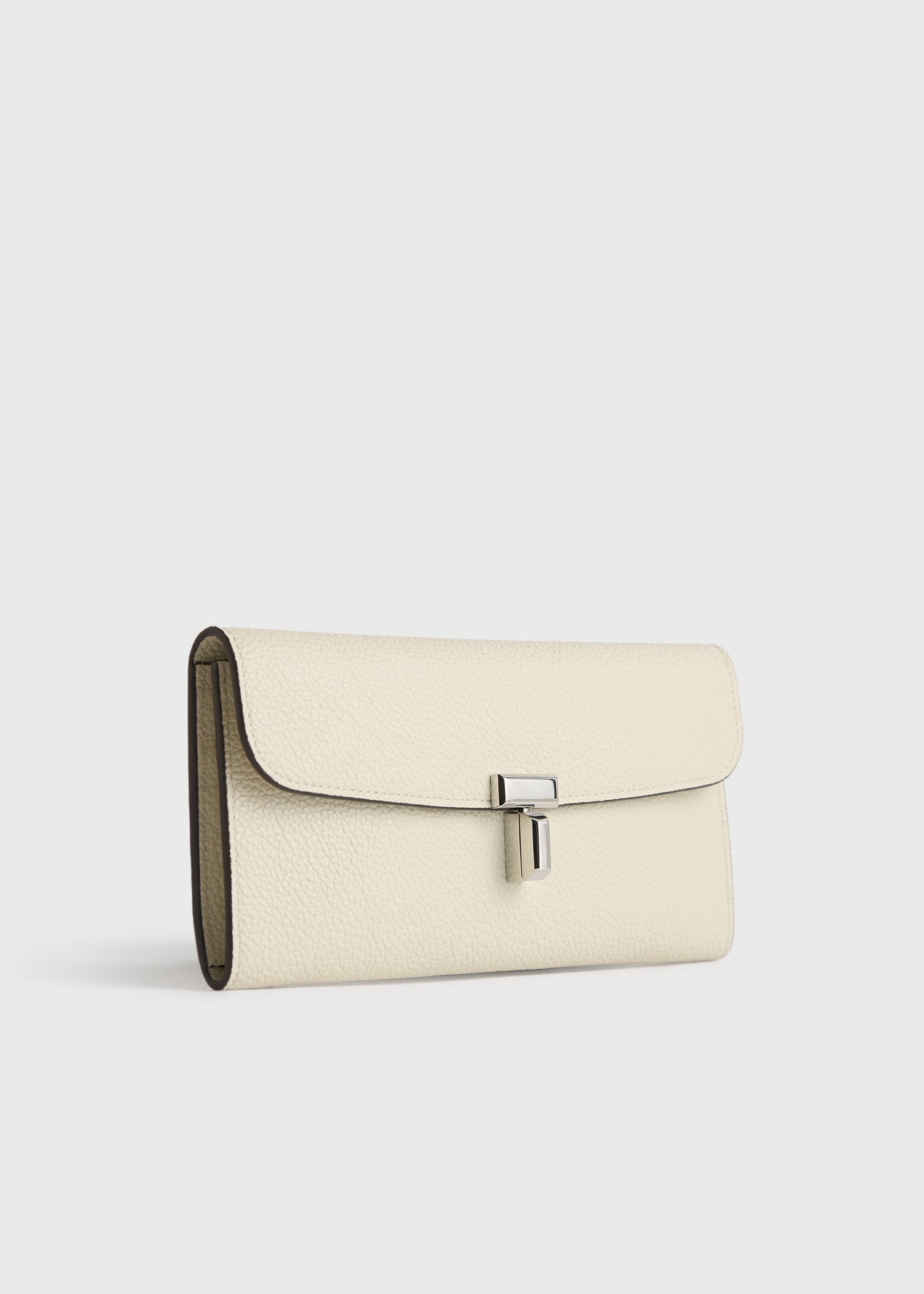 T-lock grained-leather wallet milk