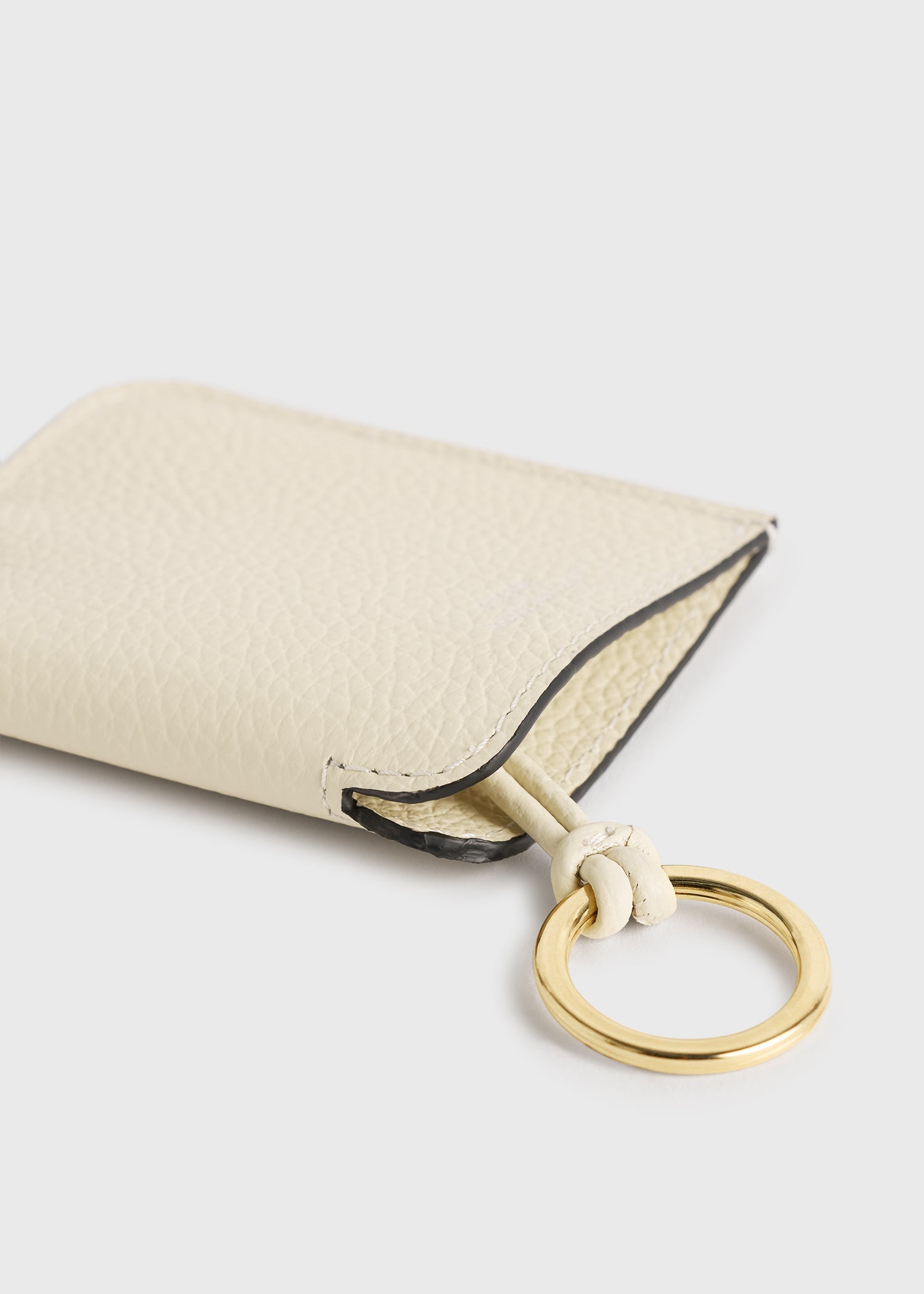 Grained-leather keyring milk