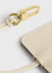 Grained-leather keyring milk