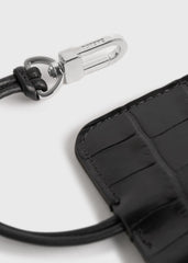 Croco-embossed keyring black