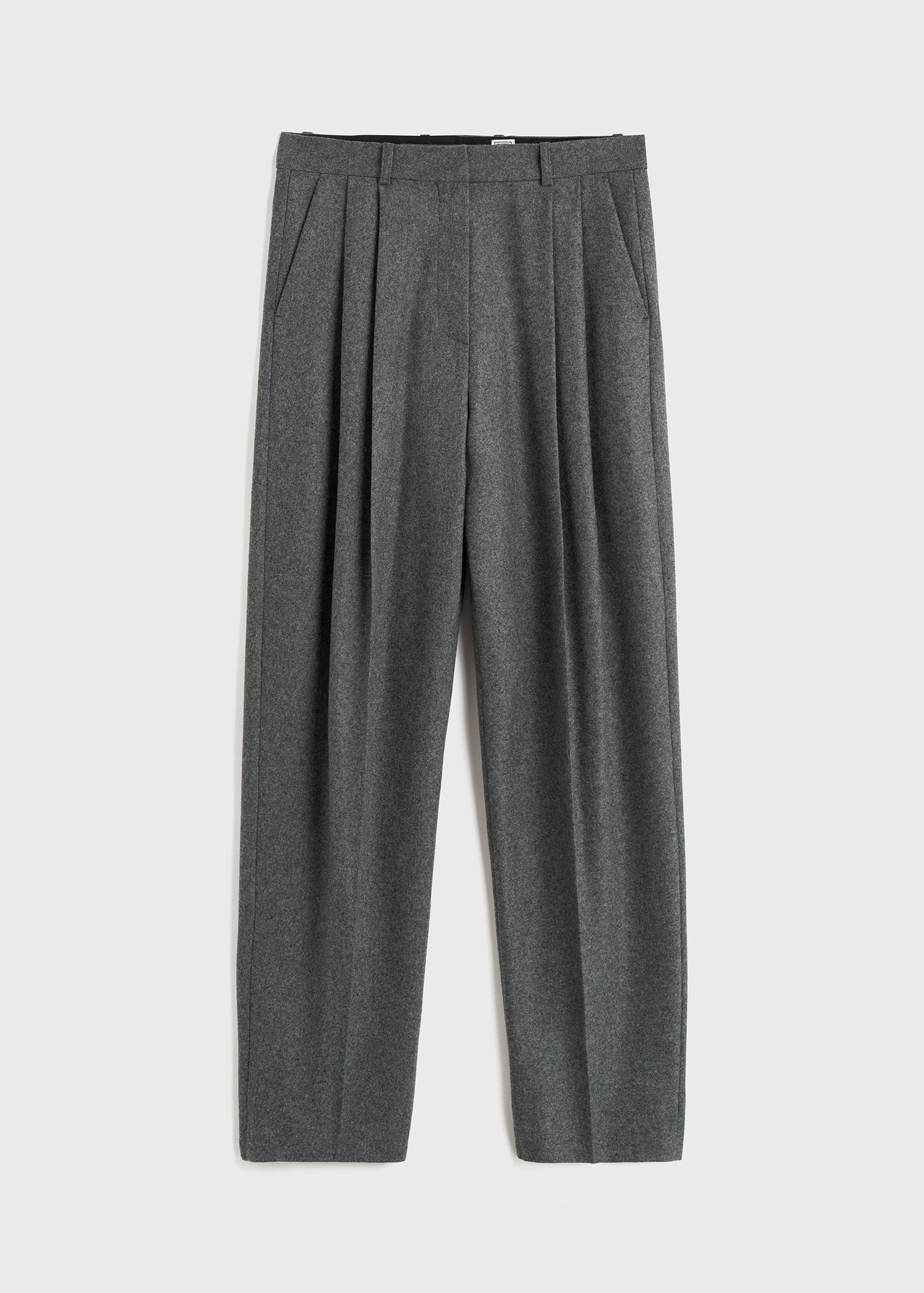 Double-pleated tailored trousers grey melange