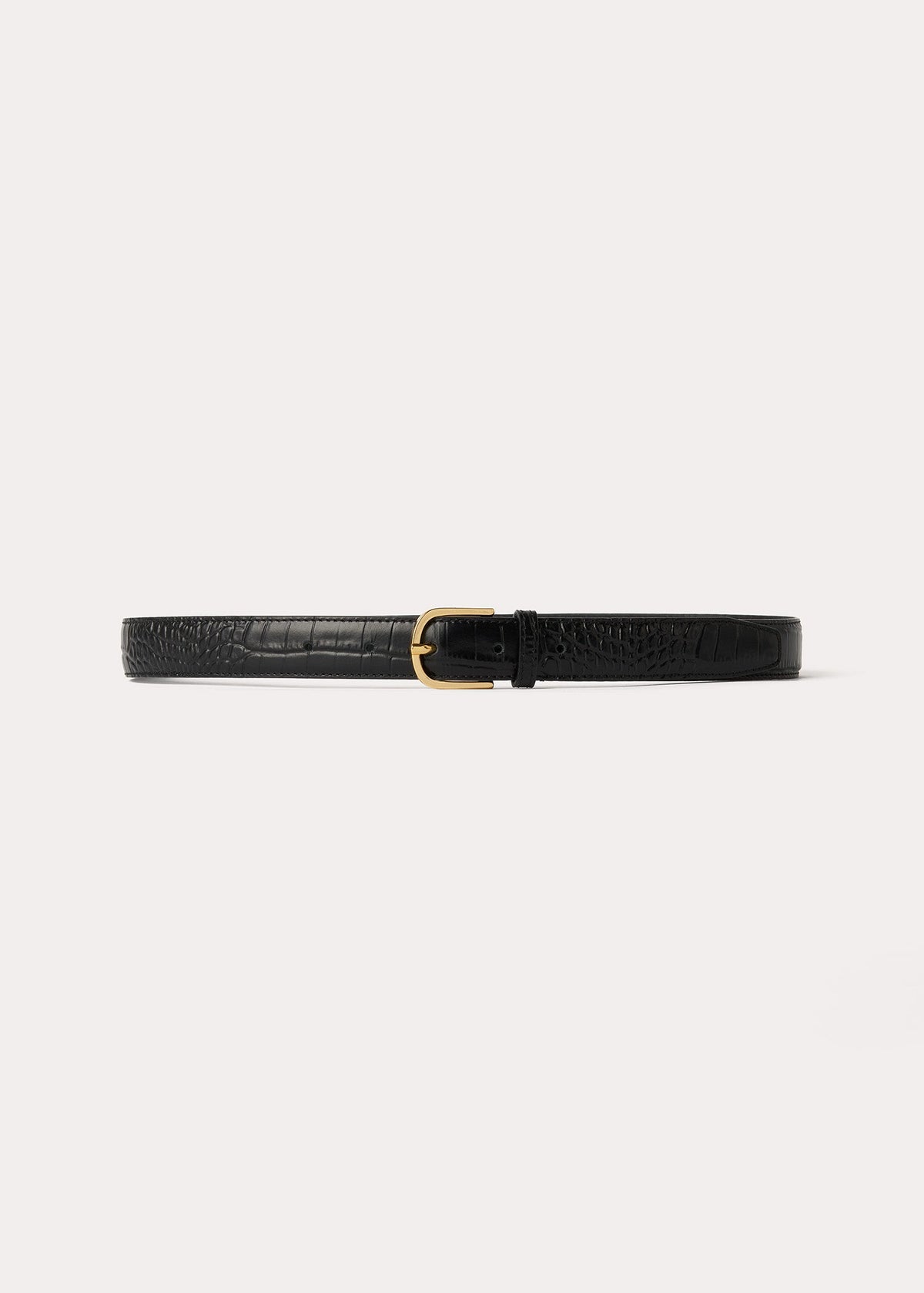Slim croco-embossed trouser belt black