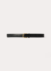 Slim croco-embossed trouser belt black