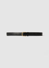 Slim croco-embossed trouser belt black